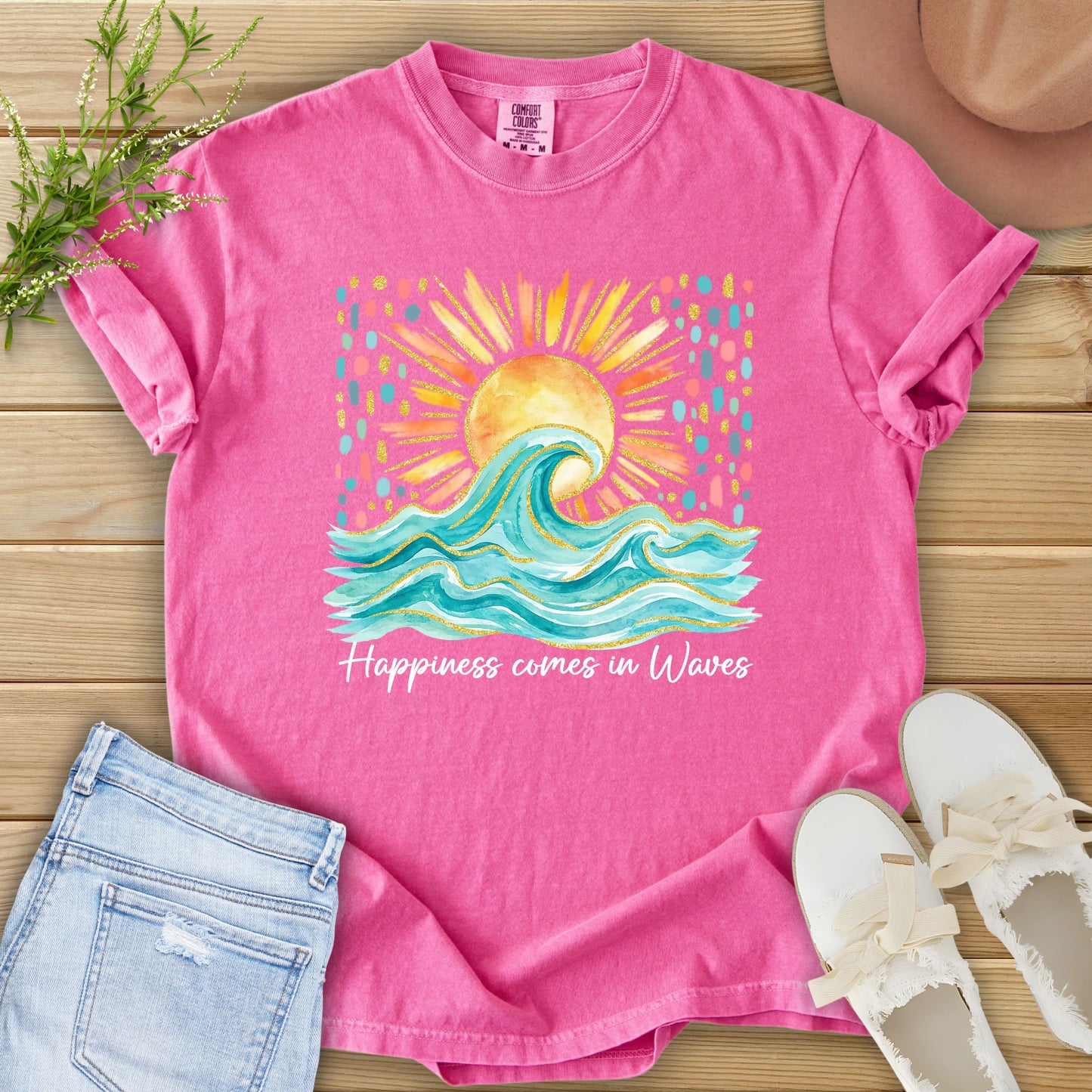 Happiness Comes in Waves Tee