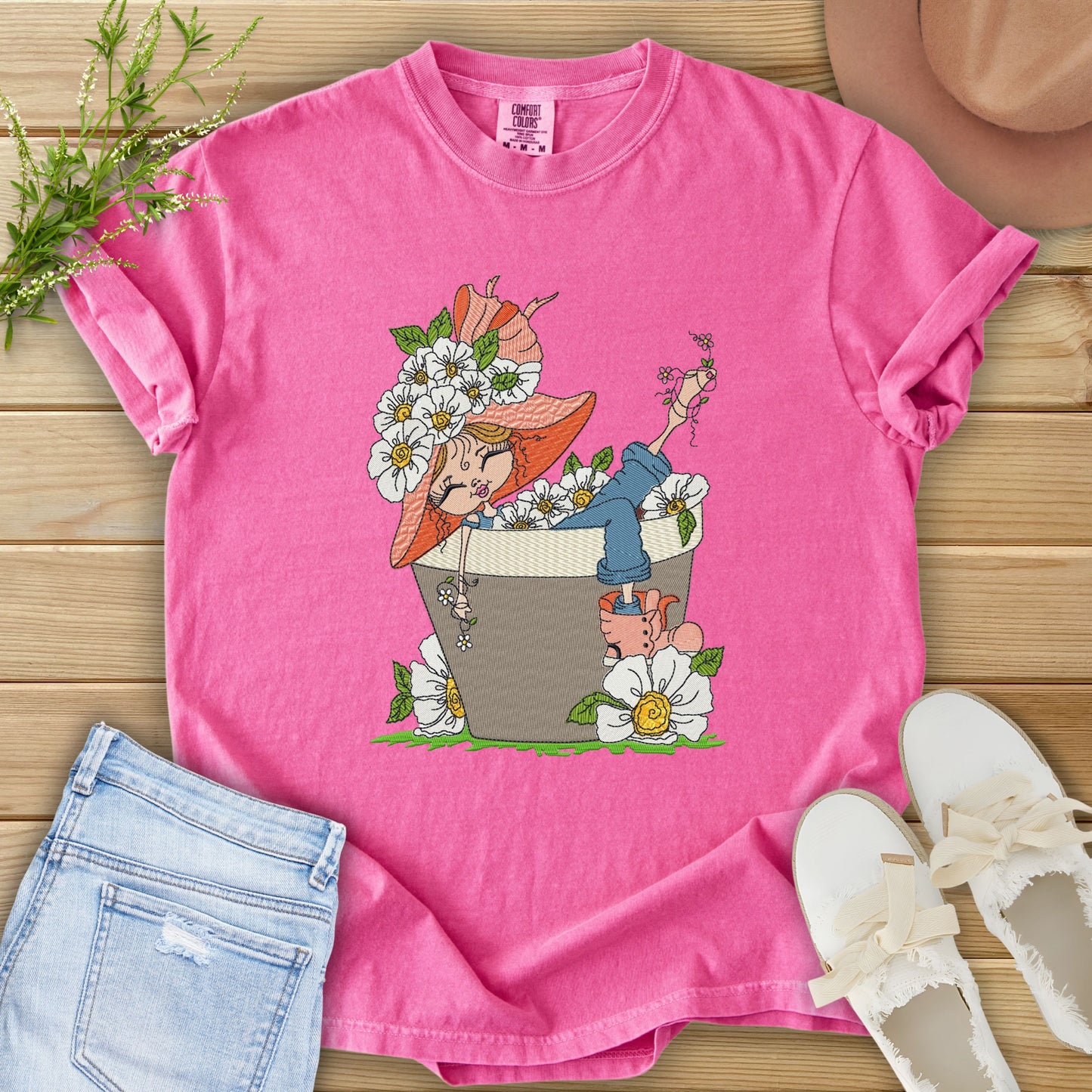 Faux Embroidery Life in Full Bloom Tee