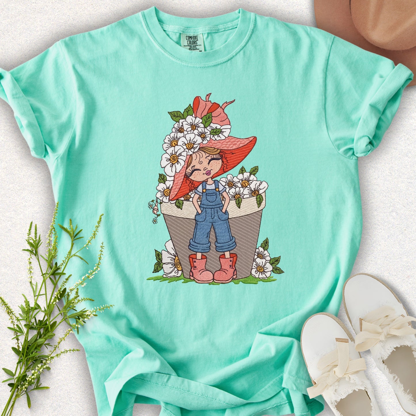 Faux Embroidery Life in Full Bloom Tee