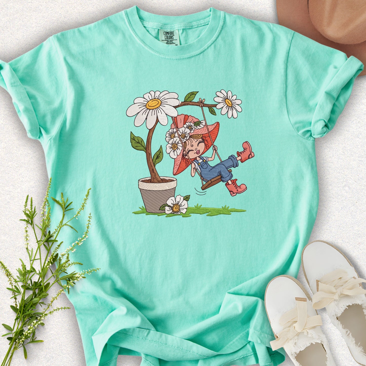 Faux Embroidery Life in Full Bloom Tee