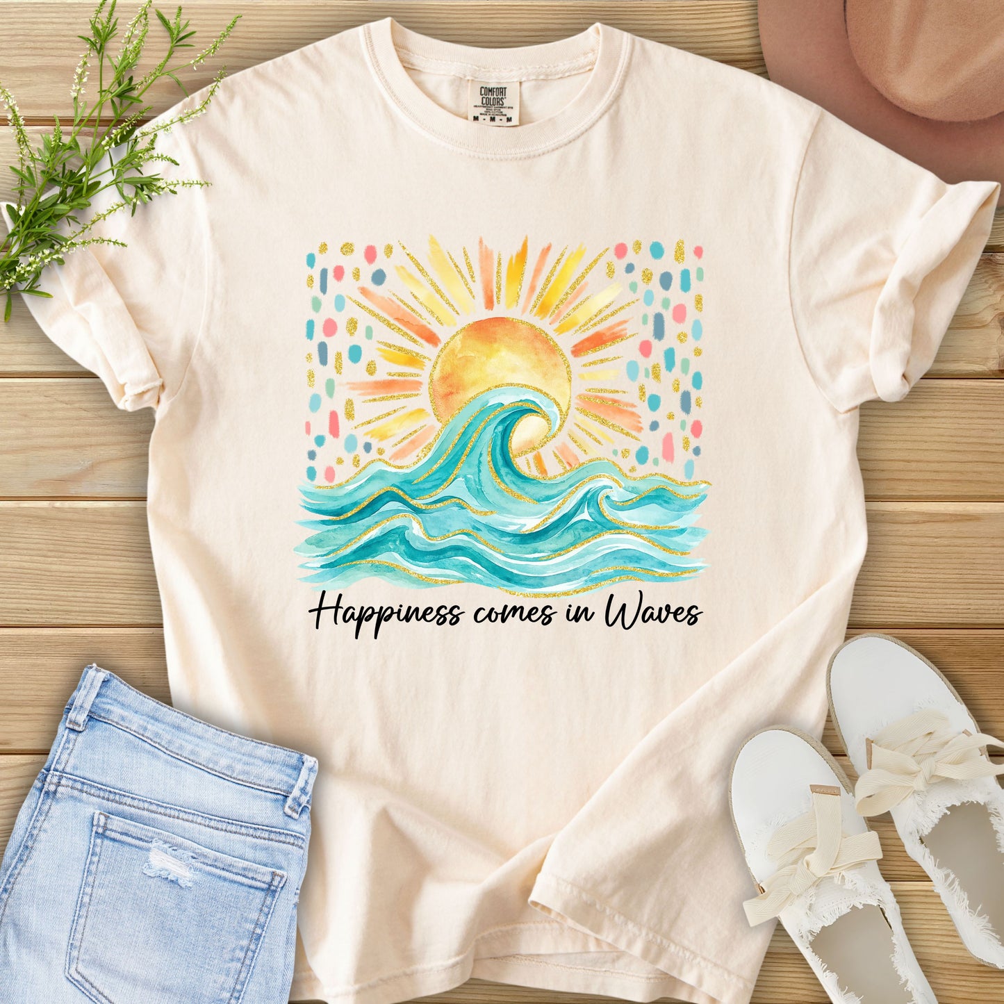 Happiness Comes in Waves Tee