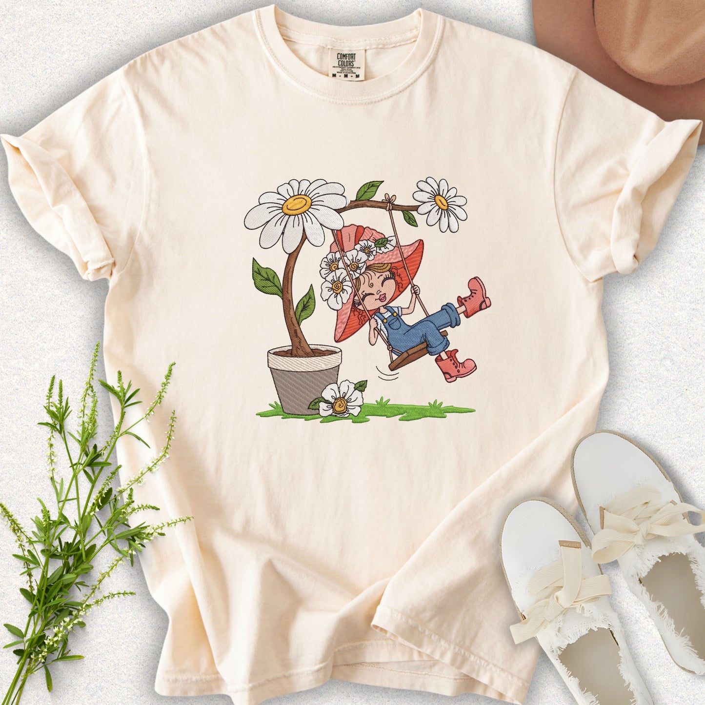 Faux Embroidery Life in Full Bloom Tee
