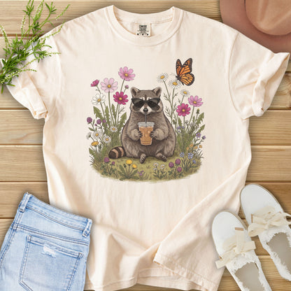Iced Latte & Wildflowers Racoon Tee