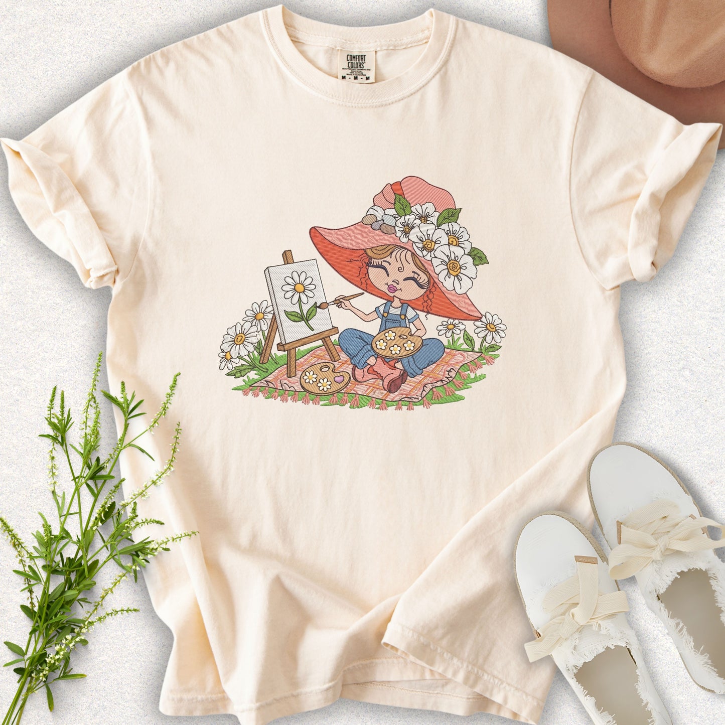 Faux Embroidery Life in Full Bloom Tee