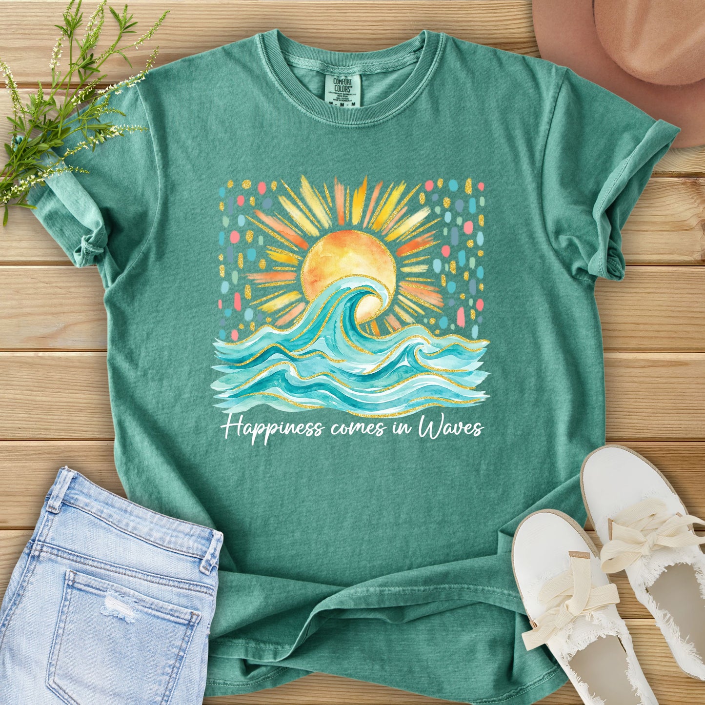 Happiness Comes in Waves Tee