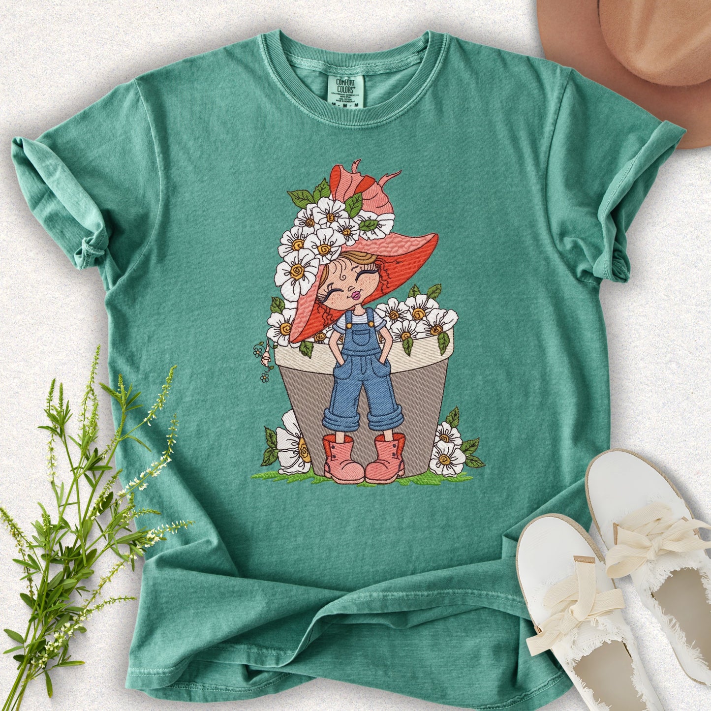Faux Embroidery Life in Full Bloom Tee