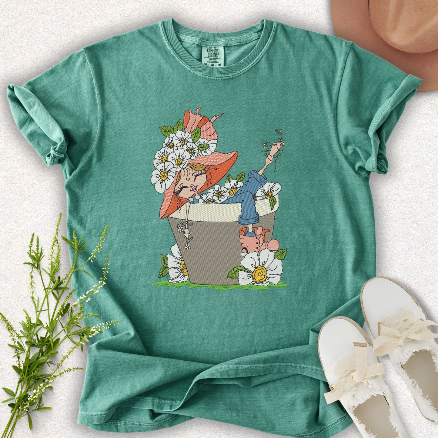 Faux Embroidery Life in Full Bloom Tee