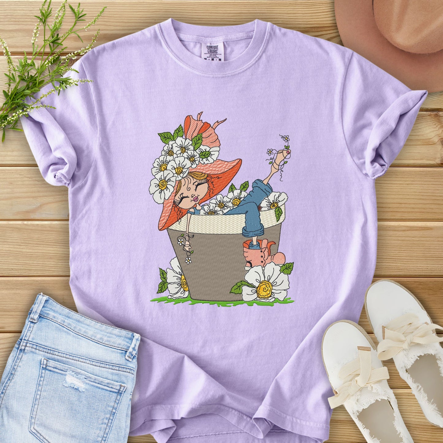 Faux Embroidery Life in Full Bloom Tee