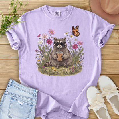 Iced Latte & Wildflowers Racoon Tee