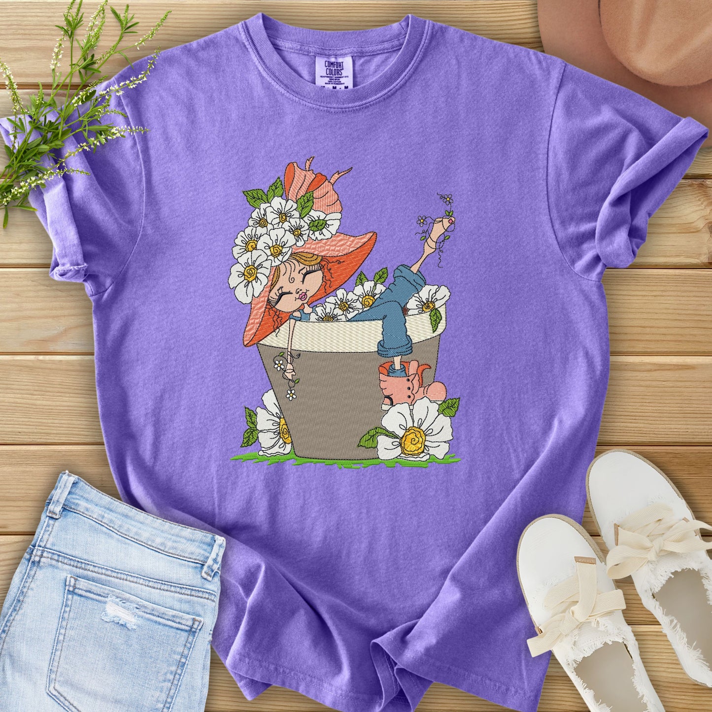 Faux Embroidery Life in Full Bloom Tee