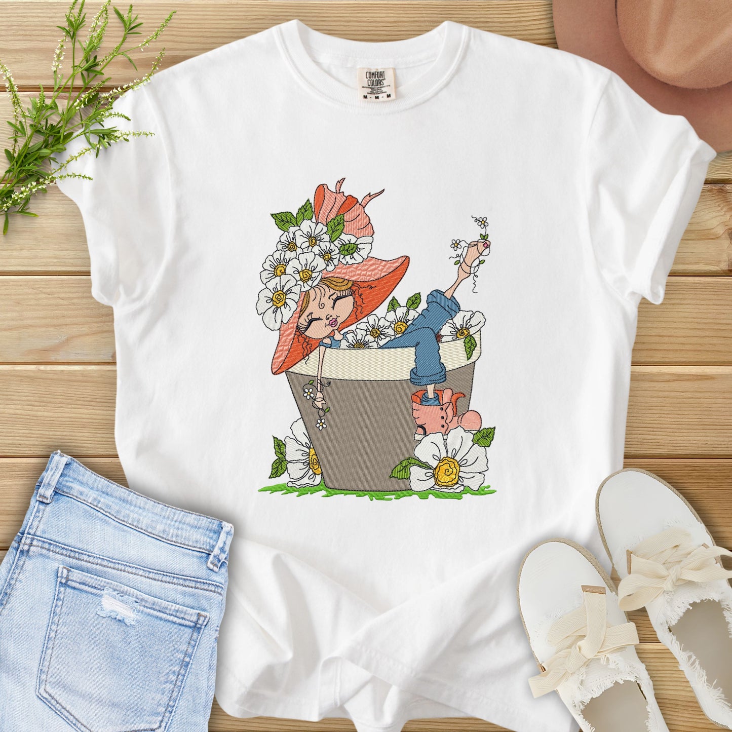 Faux Embroidery Life in Full Bloom Tee