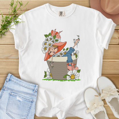 Faux Embroidery Life in Full Bloom Tee