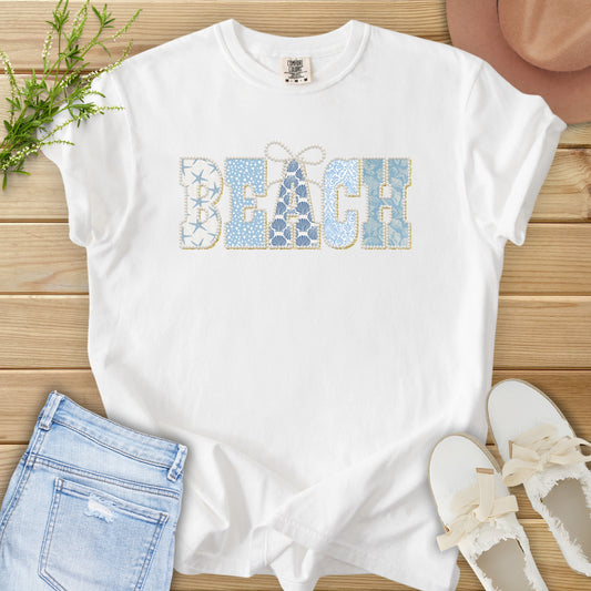 Faux Pearl Patch BEACH Tee