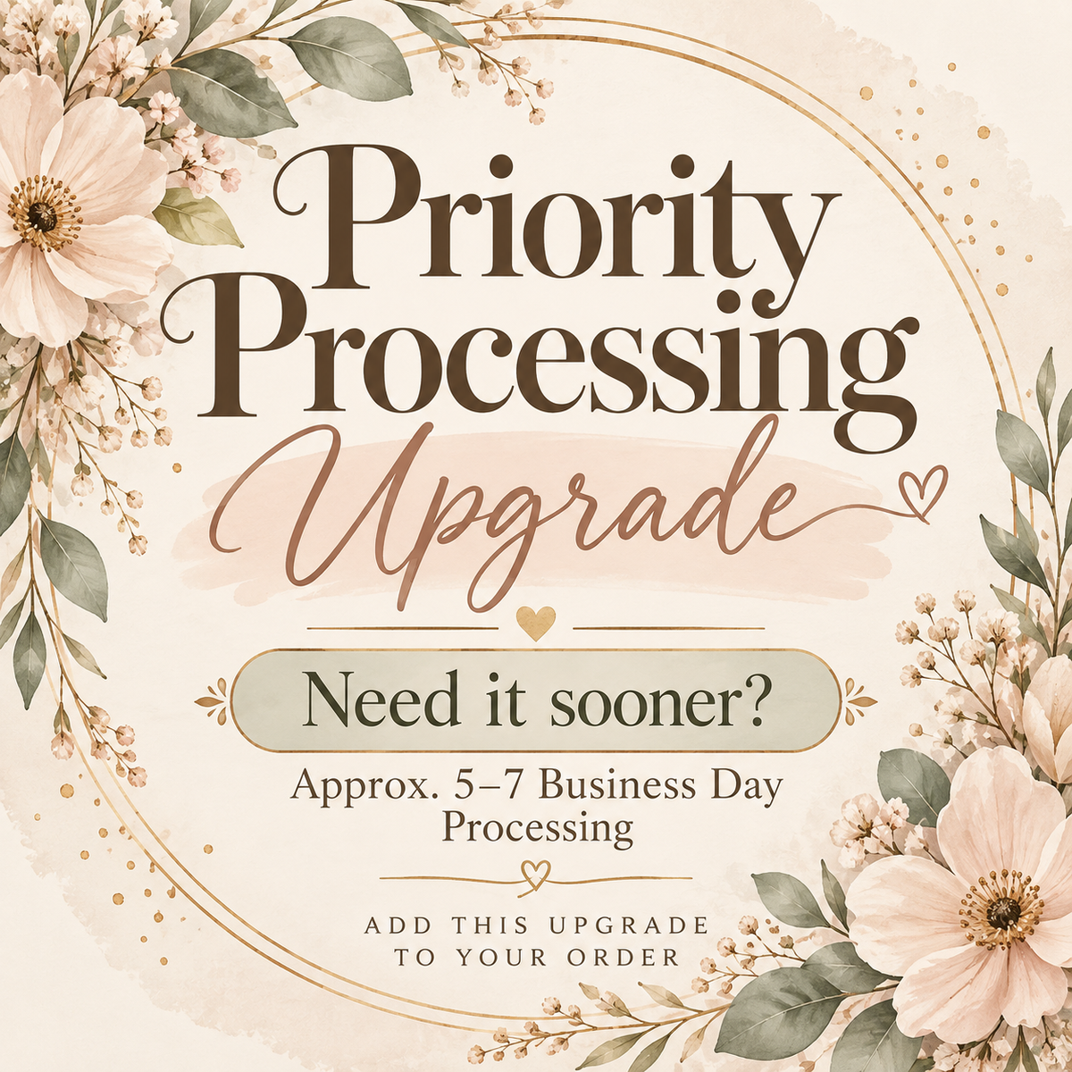 Priority Processing Upgrade (entire order)