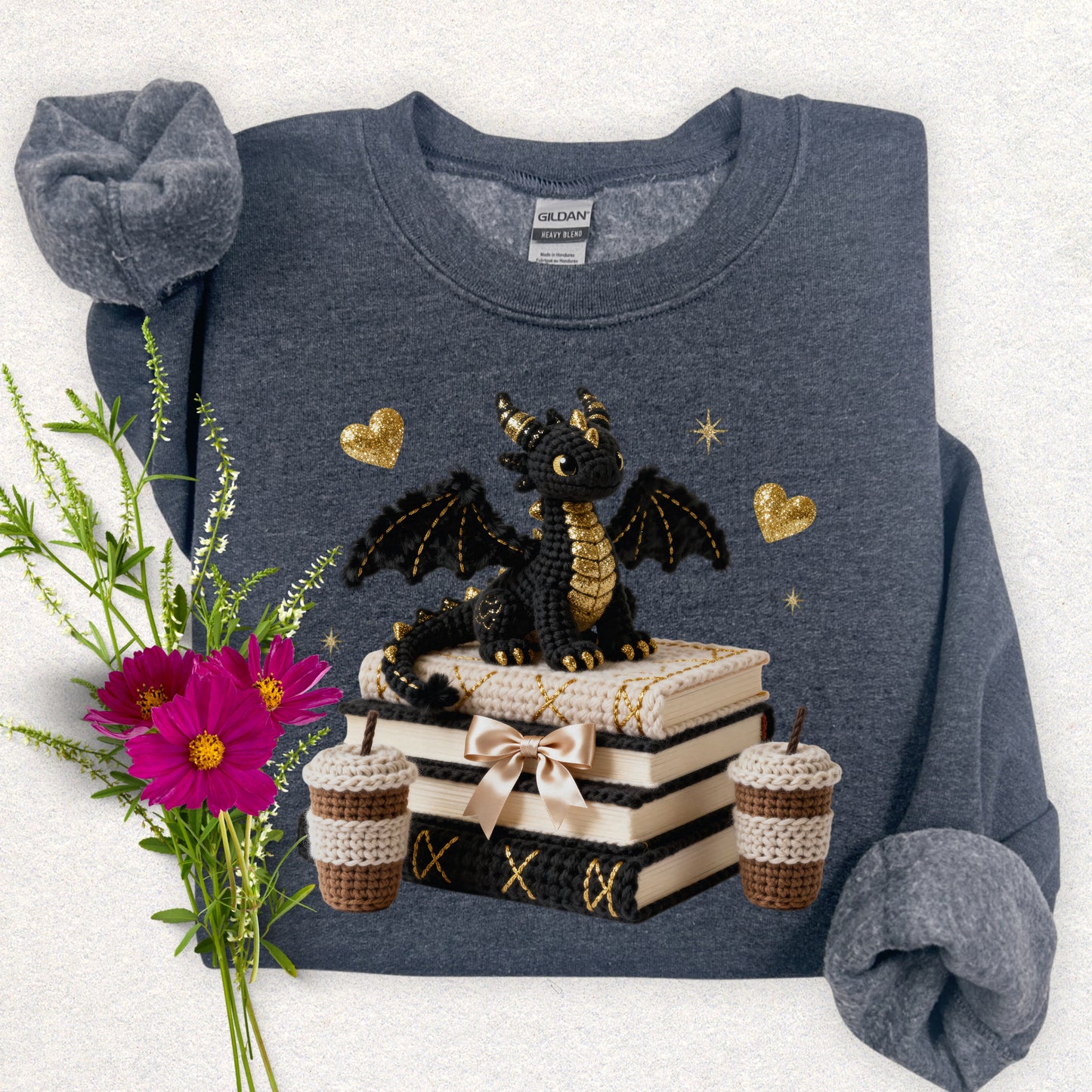 Faux Knit Book Dragon Sweatshirt