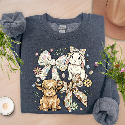 Bunnies, Bows & Highland Cows Sweatshirt