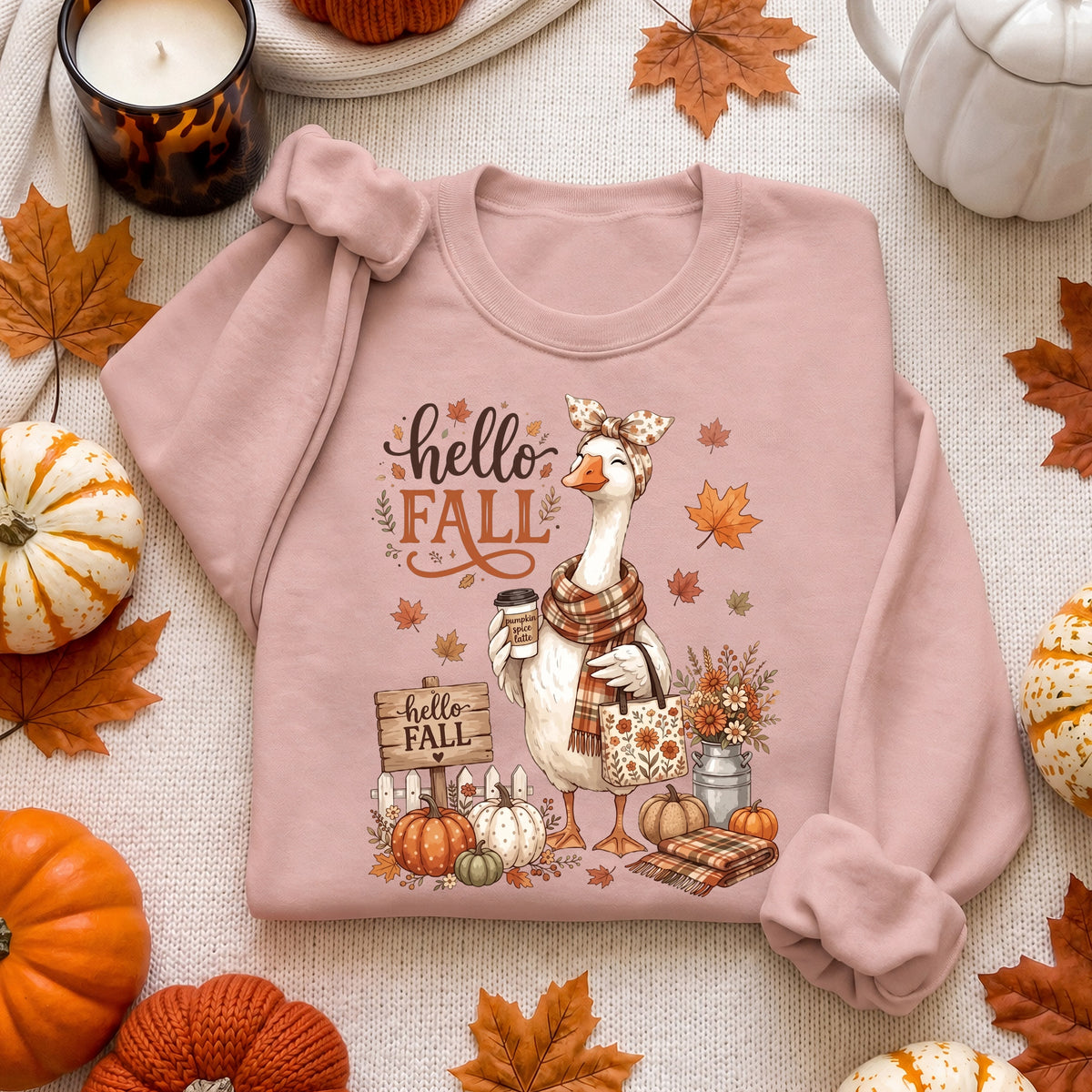 Hello Fall Mama Goose Sweatshirt