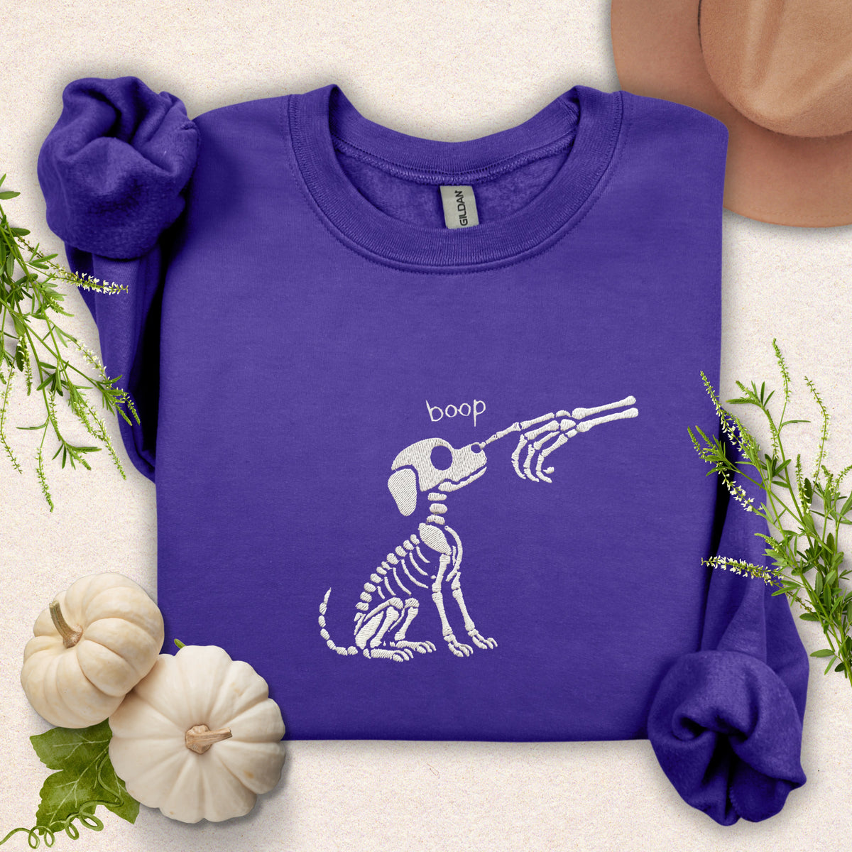 Embroidered BOOP Skeleton Dog Sweatshirt