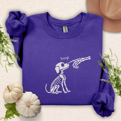 Embroidered BOOP Skeleton Dog Sweatshirt