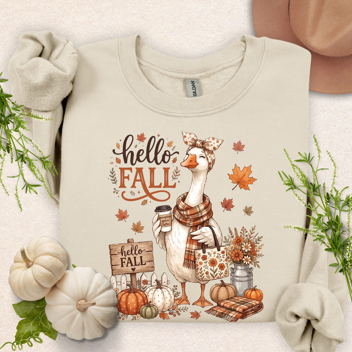 Hello Fall Mama Goose Sweatshirt