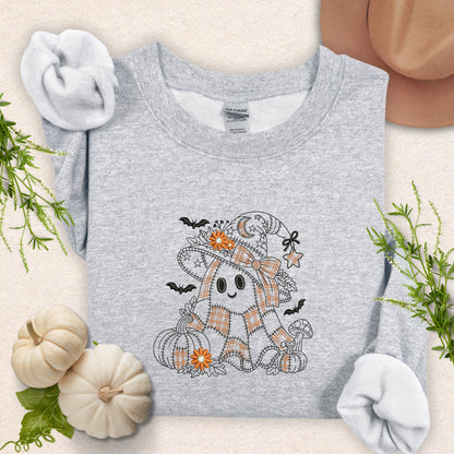 Embroidered Pumpkin Patch Ghost Sweatshirt