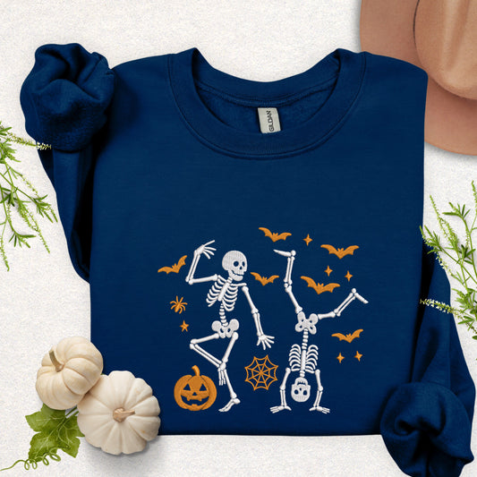 Embroidered Dancing Skeletons Sweatshirt