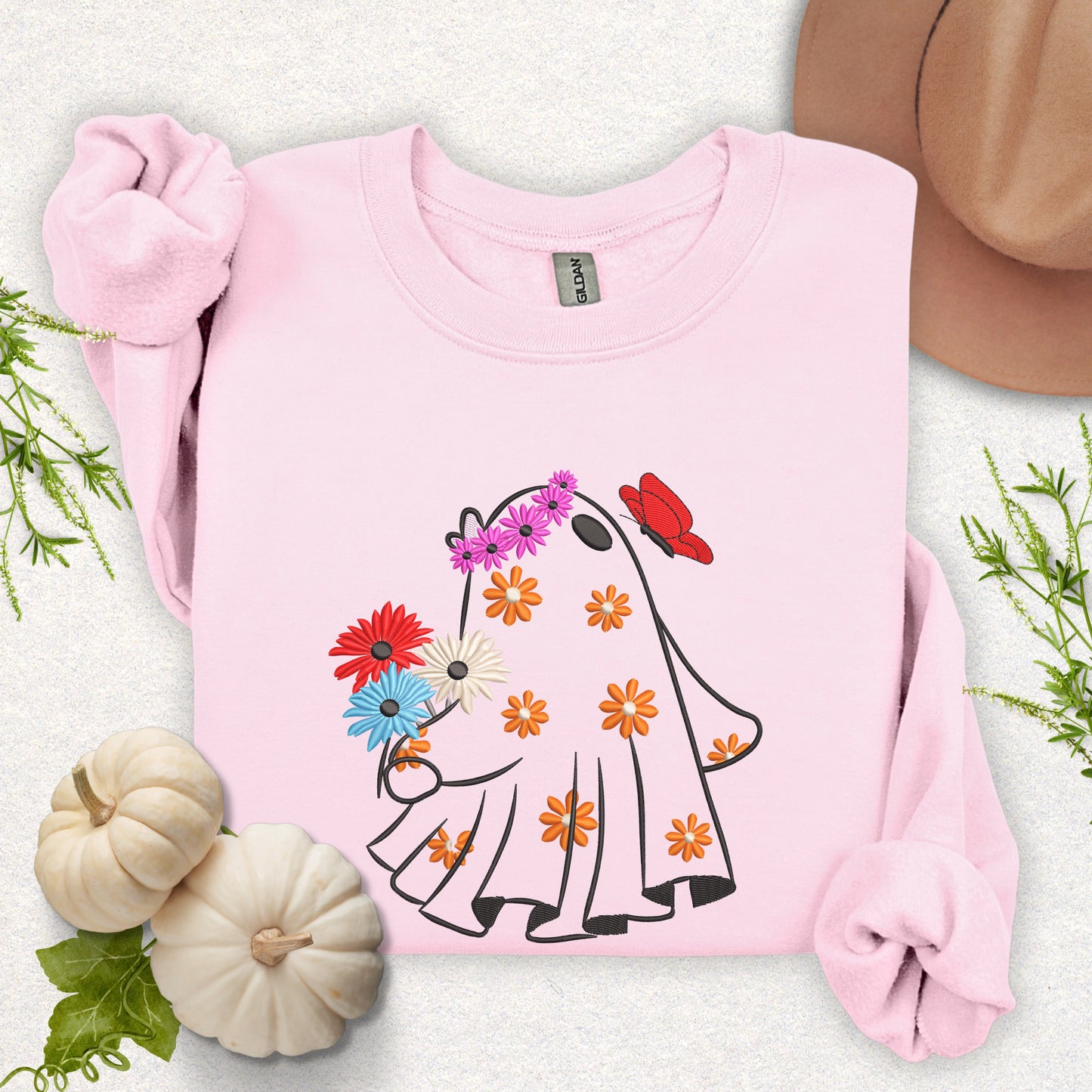 Embroidered Floral Ghost Sweatshirt