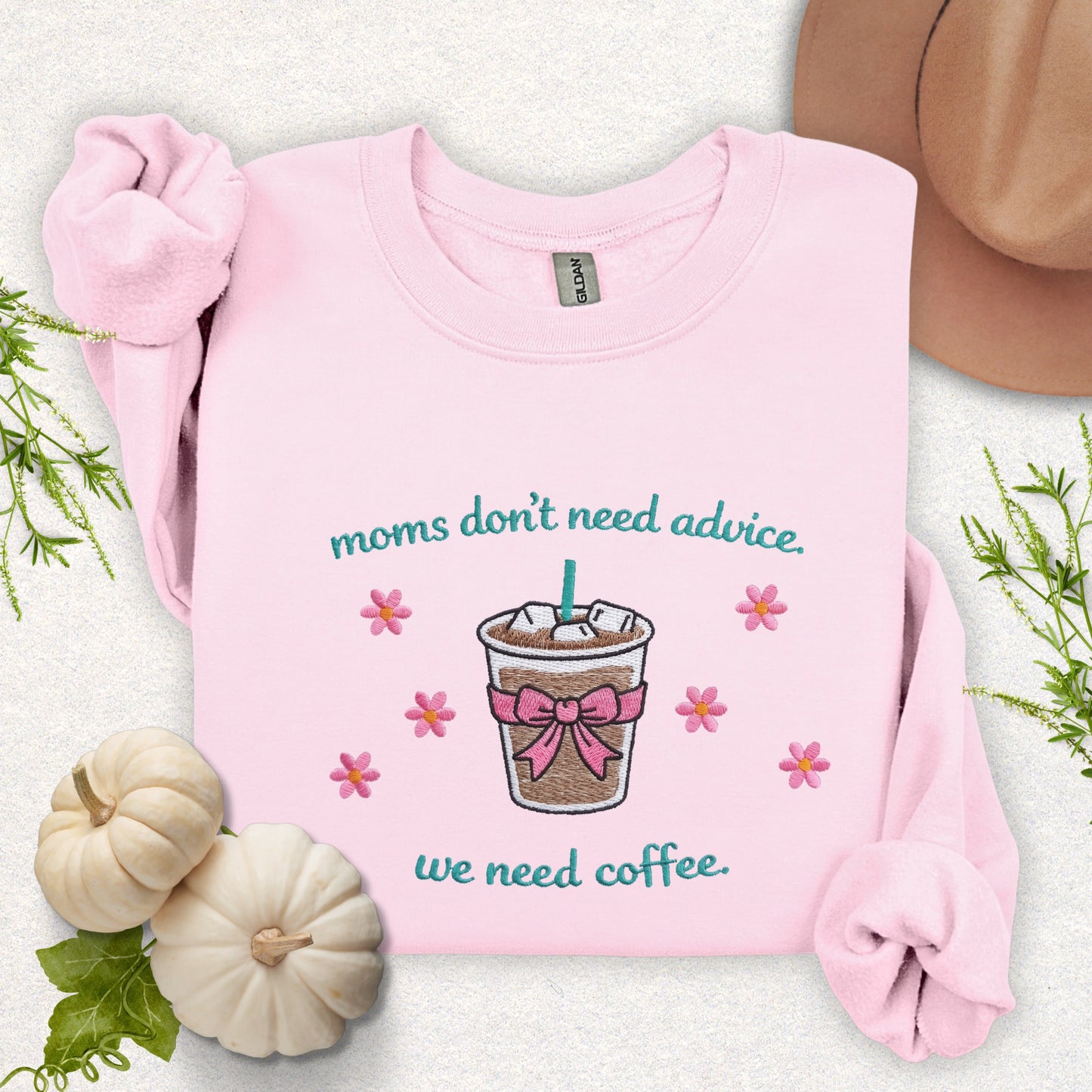Embroidered Moms Need Coffee Sweatshirt