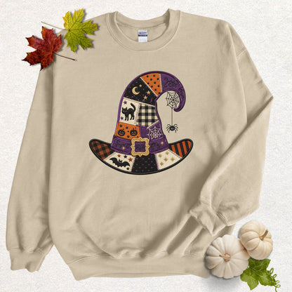 Faux Embroidery Witchy Hat Sweatshirt