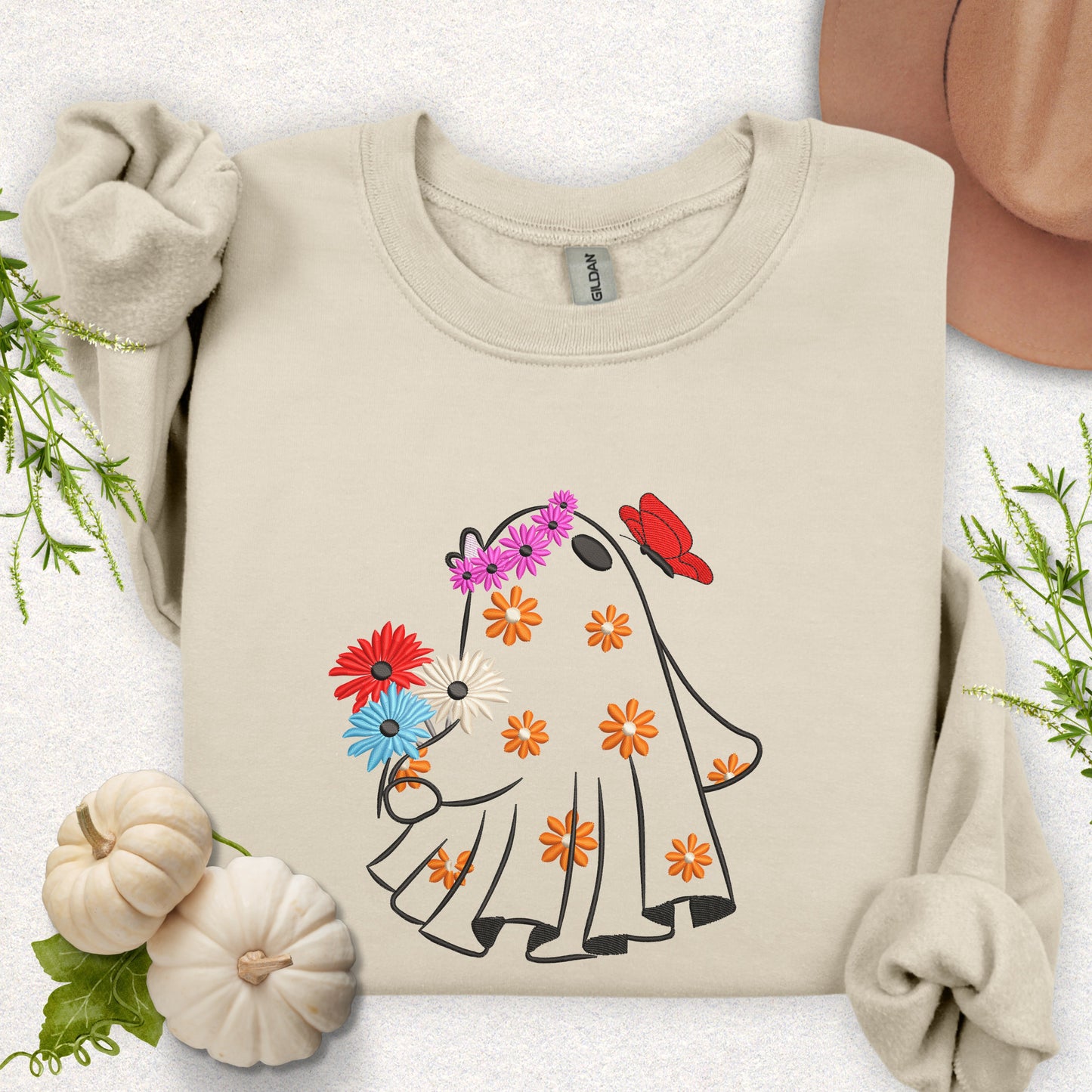 Embroidered Floral Ghost Sweatshirt