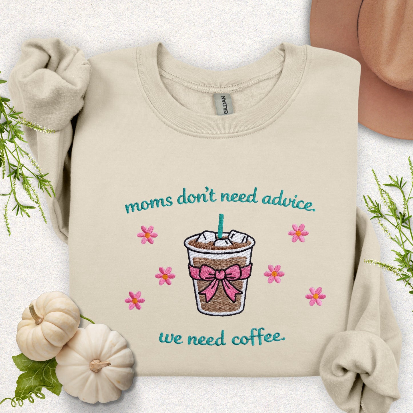 Embroidered Moms Need Coffee Sweatshirt