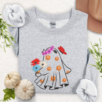 Embroidered Floral Ghost Sweatshirt