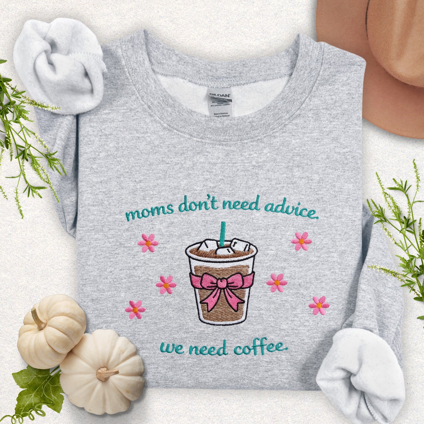 Embroidered Moms Need Coffee Sweatshirt