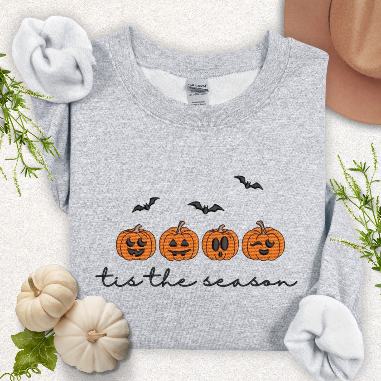 Embroidered Tis The Season Pumpkin Sweatshirt