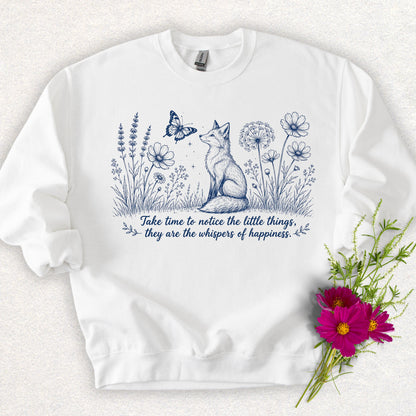 Whispers of Happiness Sweatshirt with Sleeve Message