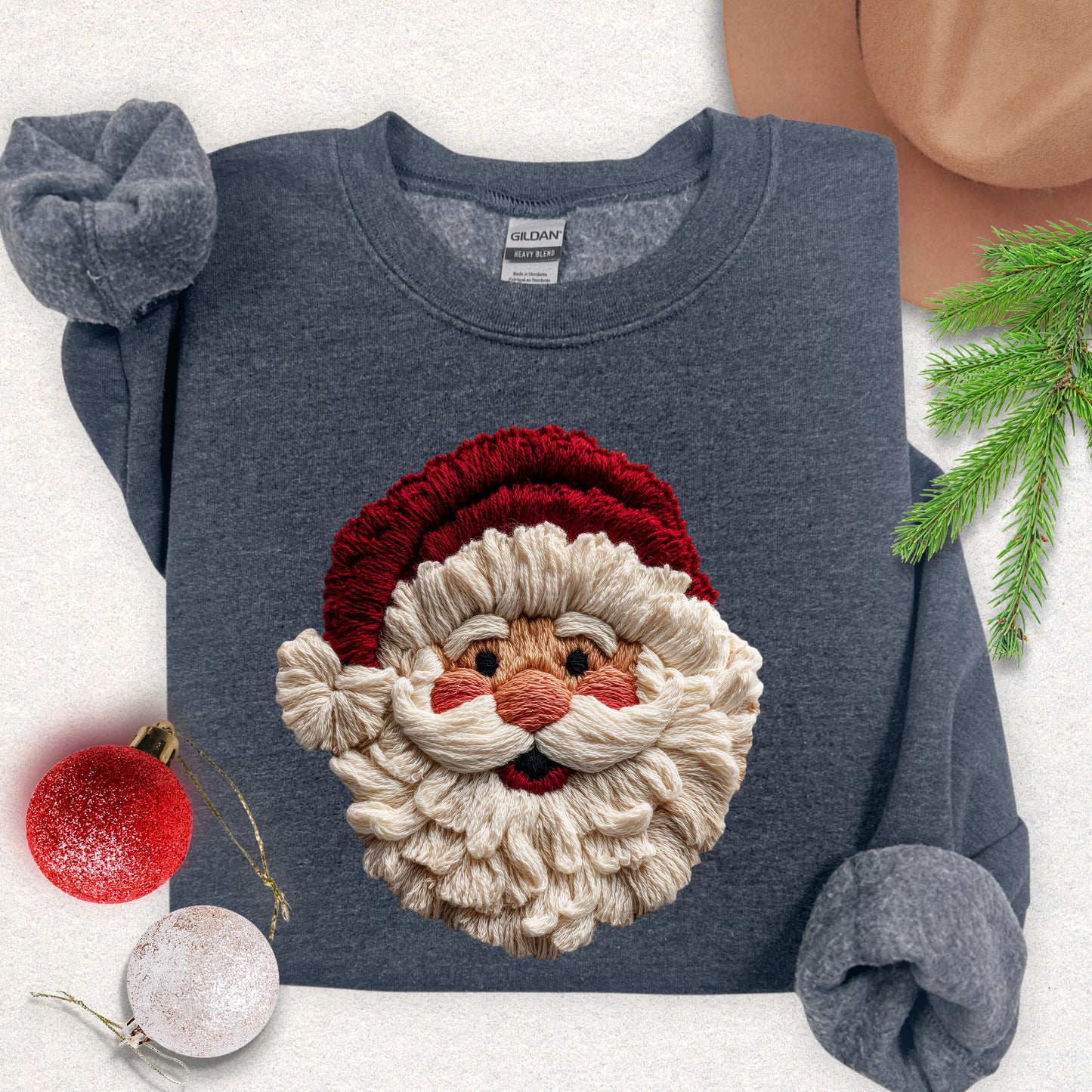 Faux Yarn Jolly Santa Sweatshirt