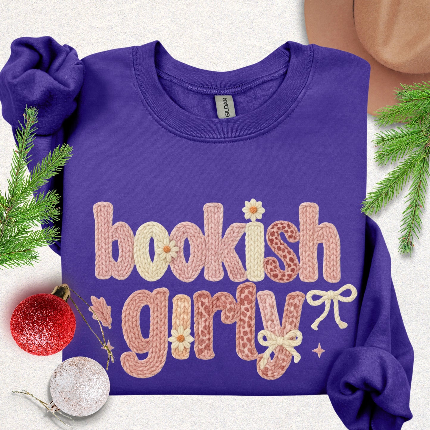 Faux Knit-Style Bookish Girly Sweatshirt