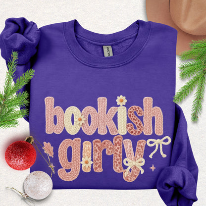 Faux Knit-Style Bookish Girly Sweatshirt