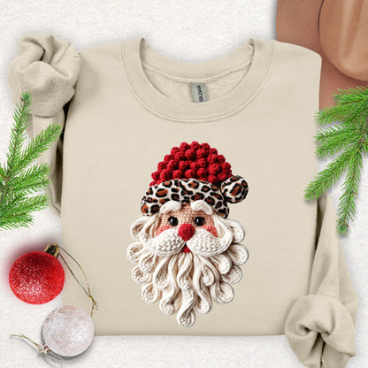 Faux Yarn Cozy Red Knit Hat Christmas Sweatshirt