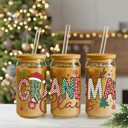 Grandma Clause 16oz Sipper Glass