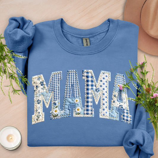 Faux Patch Floral MAMA Sweatshirt