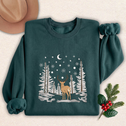 Embroidered Winter Forest Magic Premium Sweatshirt (Lane Seven)