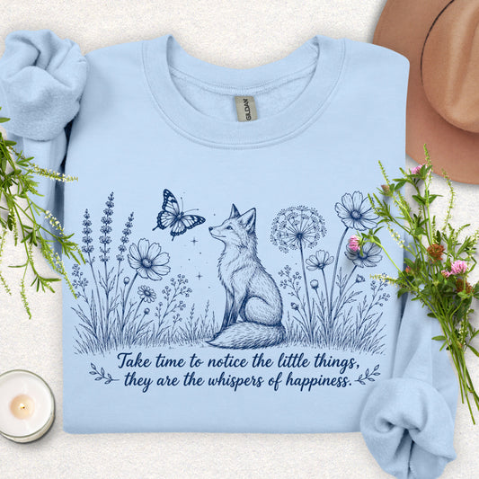 Whispers of Happiness Sweatshirt with Sleeve Message