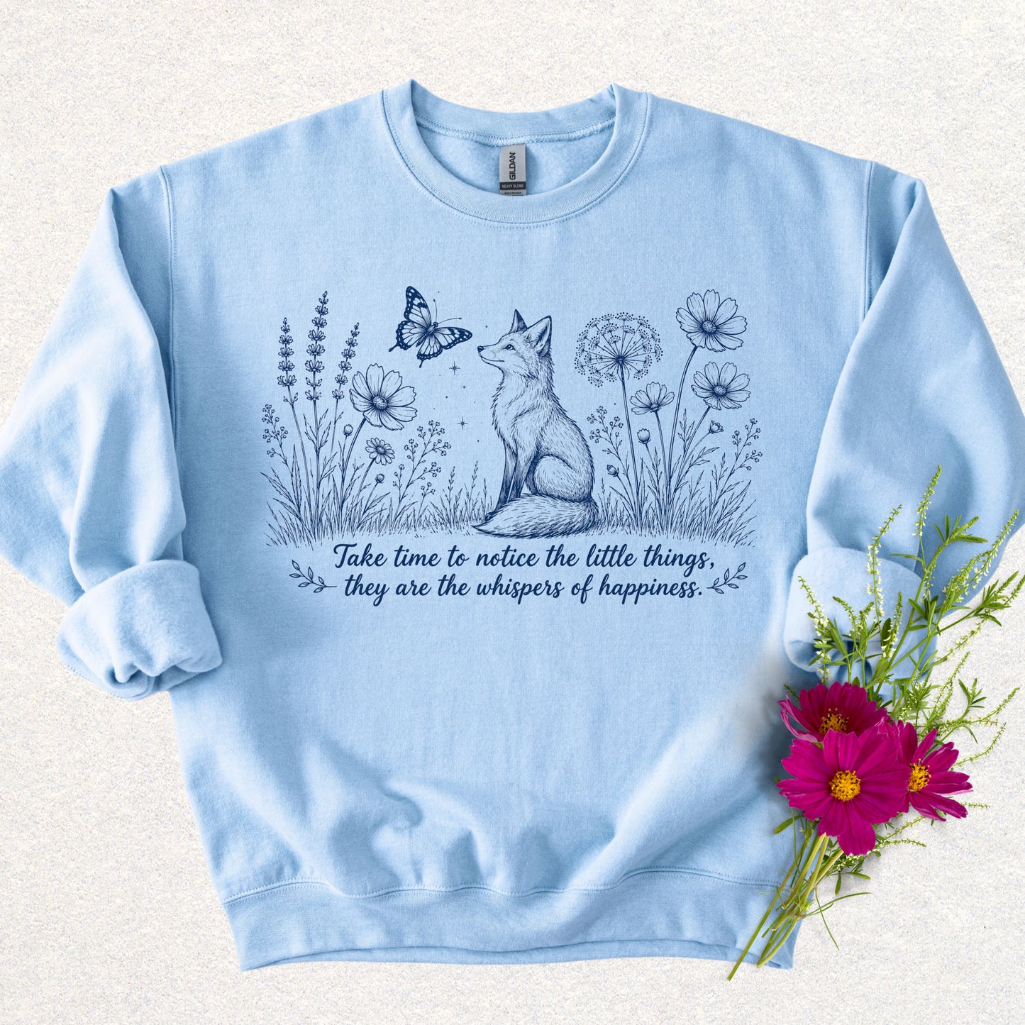 Whispers of Happiness Sweatshirt with Sleeve Message