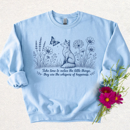 Whispers of Happiness Sweatshirt with Sleeve Message
