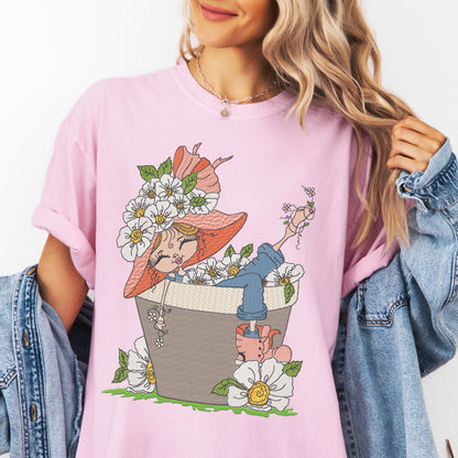Faux Embroidery Life in Full Bloom Tee