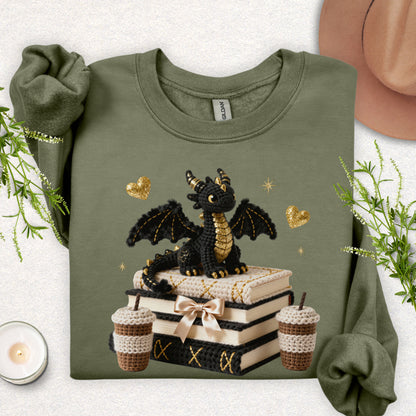 Faux Knit Book Dragon Sweatshirt