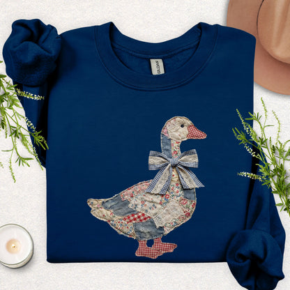 Faux Patchwork Quilted Farmhouse Fancy Sweatshirt