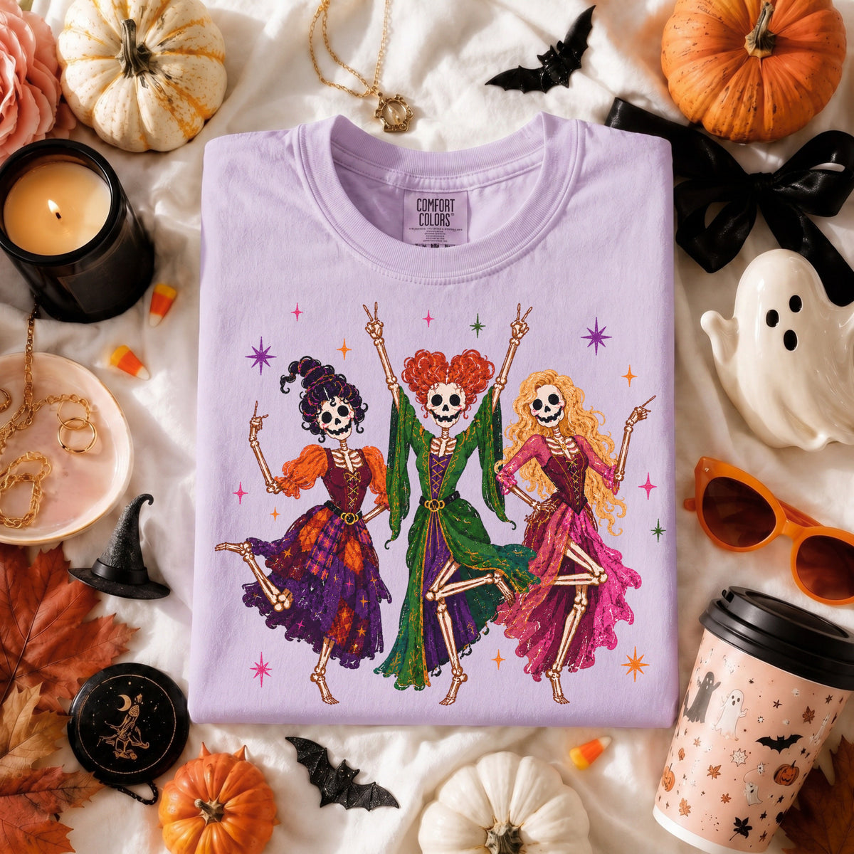 Classic Hocus Pocus Skeleton Sisters Tee