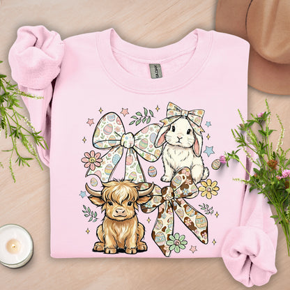 Bunnies, Bows & Highland Cows Sweatshirt